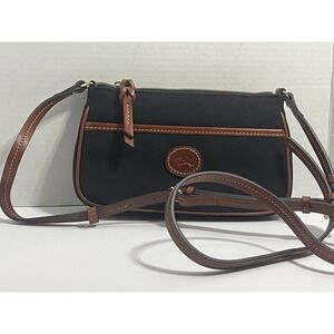 Dooney & Bourke Nylon Crossbody Bag Black Brown Leather Trim Duck Logo Purse